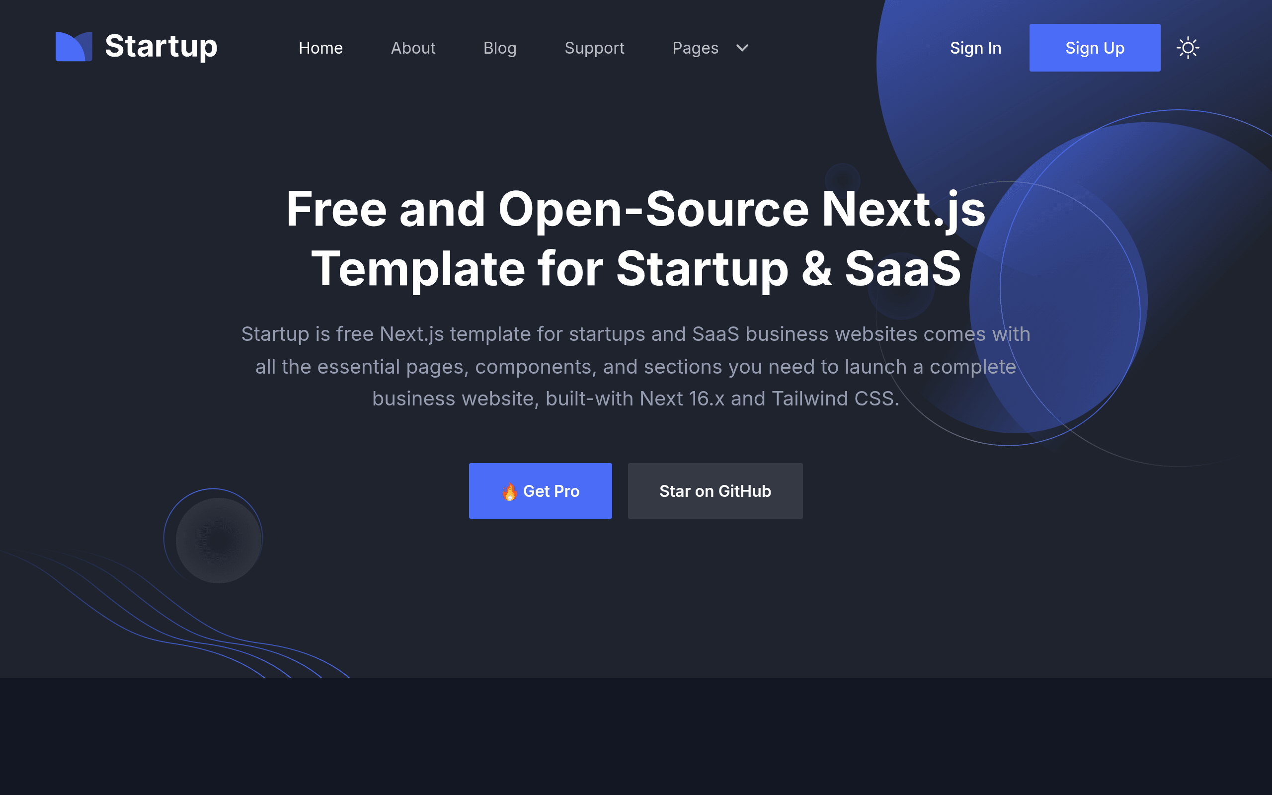 NextJSTemplates/startup-nextjs 실제 화면