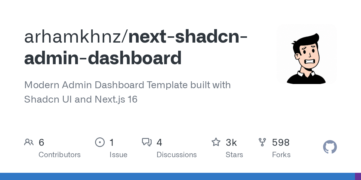 arhamkhnz/next-shadcn-admin-dashboard 소개 그림
