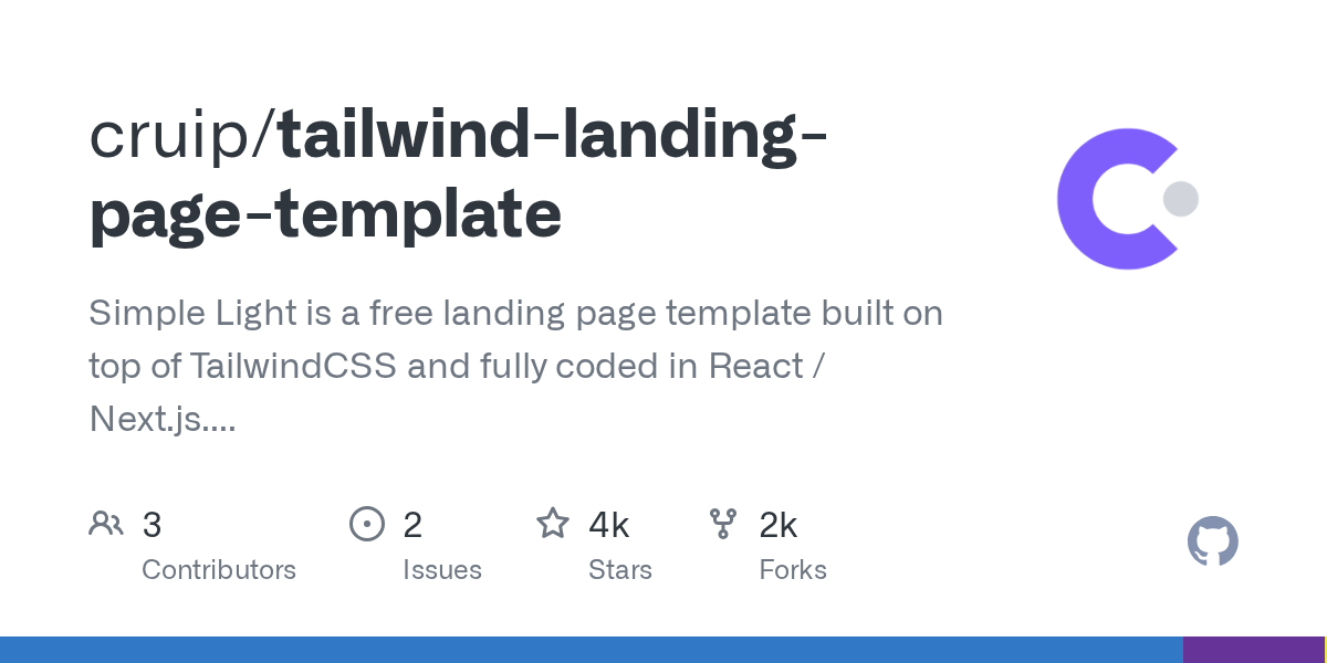 cruip/tailwind-landing-page-template 소개 그림