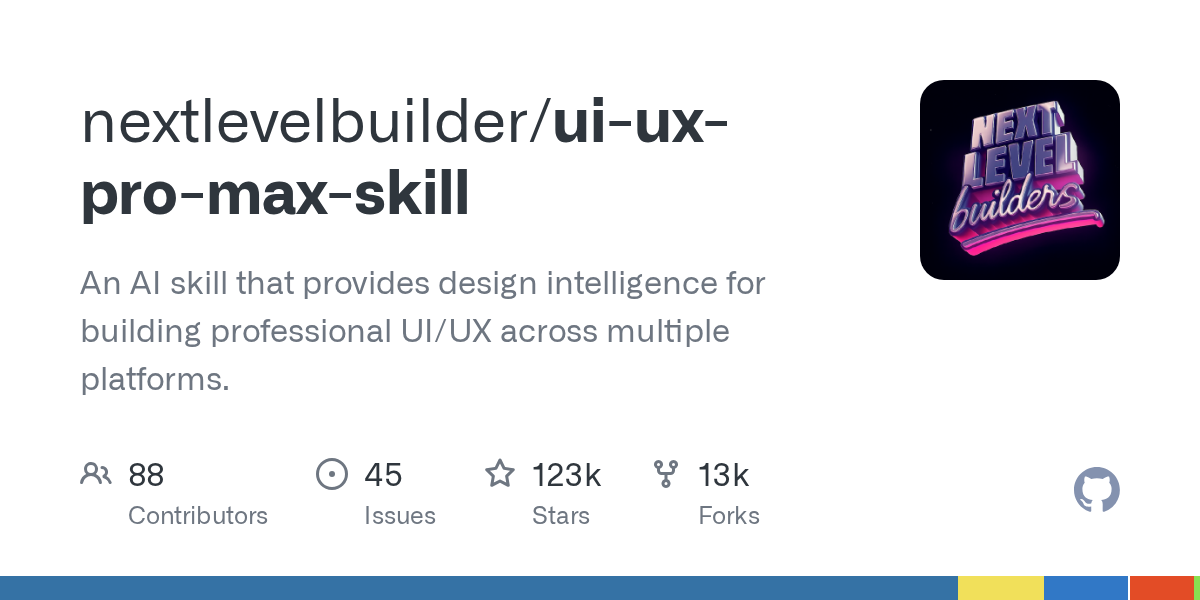 nextlevelbuilder/ui-ux-pro-max-skill 소개 그림